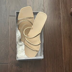 Jennifer Lopez Beige Chain Strap Sandals